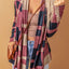 Draped Open Front Plaid Cardigan