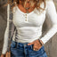 Bright White Textured Long Sleeve Slim Henley Top