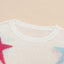 White Colorful Star Pattern Loose Sweater