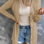 Solid Color Open-Front Buttons Cardigan