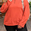 Orange O-ring Zipper Pocketed Plus Size Sweatshirt