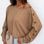 Khaki Solid Color Button Decor Dolman Sleeve Top