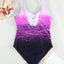 Purple Gradient Criss Cross Back One Piece Swimsuit