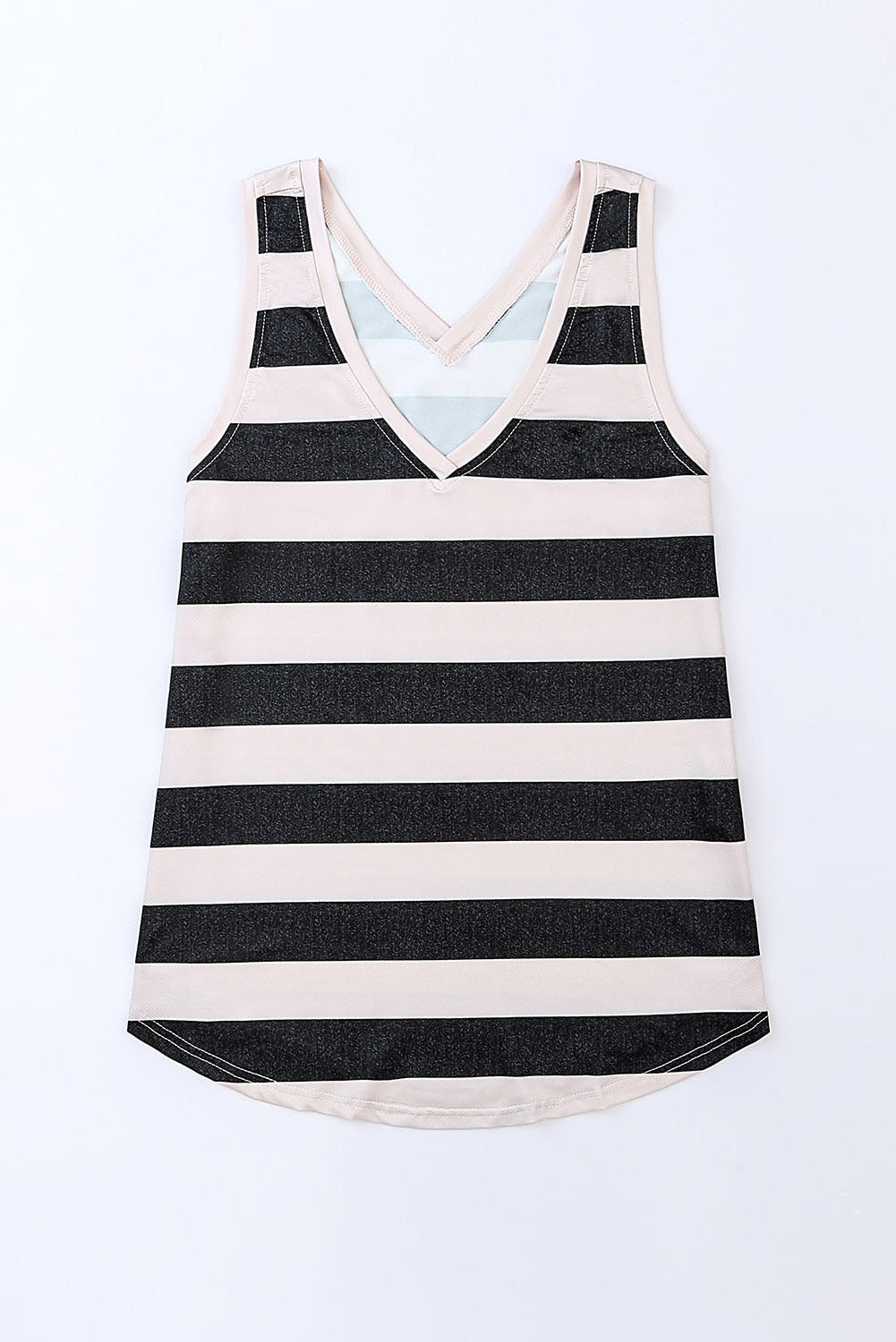 Red Striped V Neck Tank Top