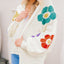 White Flower Jacquared Bubble Sleeve Open Cardigan