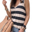 Red Striped V Neck Tank Top