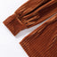 Chestnut Half Zip V Neck Ribbed Velvet Top