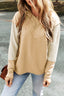 Chestnut Contrast Sleeves Patchwork Colorblock Hoodie