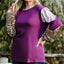 Purple Leopard Striped Color Block Plus Size Top