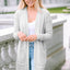 Light Gray Thermal Waffle Knit Pocketed Cardigan