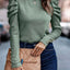 Khaki Buttoned Puff Long Sleeve Sheath Top