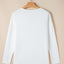 White Solid Color V Neck Long Sleeve Knit Top