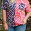 Plus Size Leopard Colorblock Short Sleeve Top