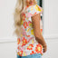 Purple Multicolor Stand Collar Flutter Sleeves Floral Top