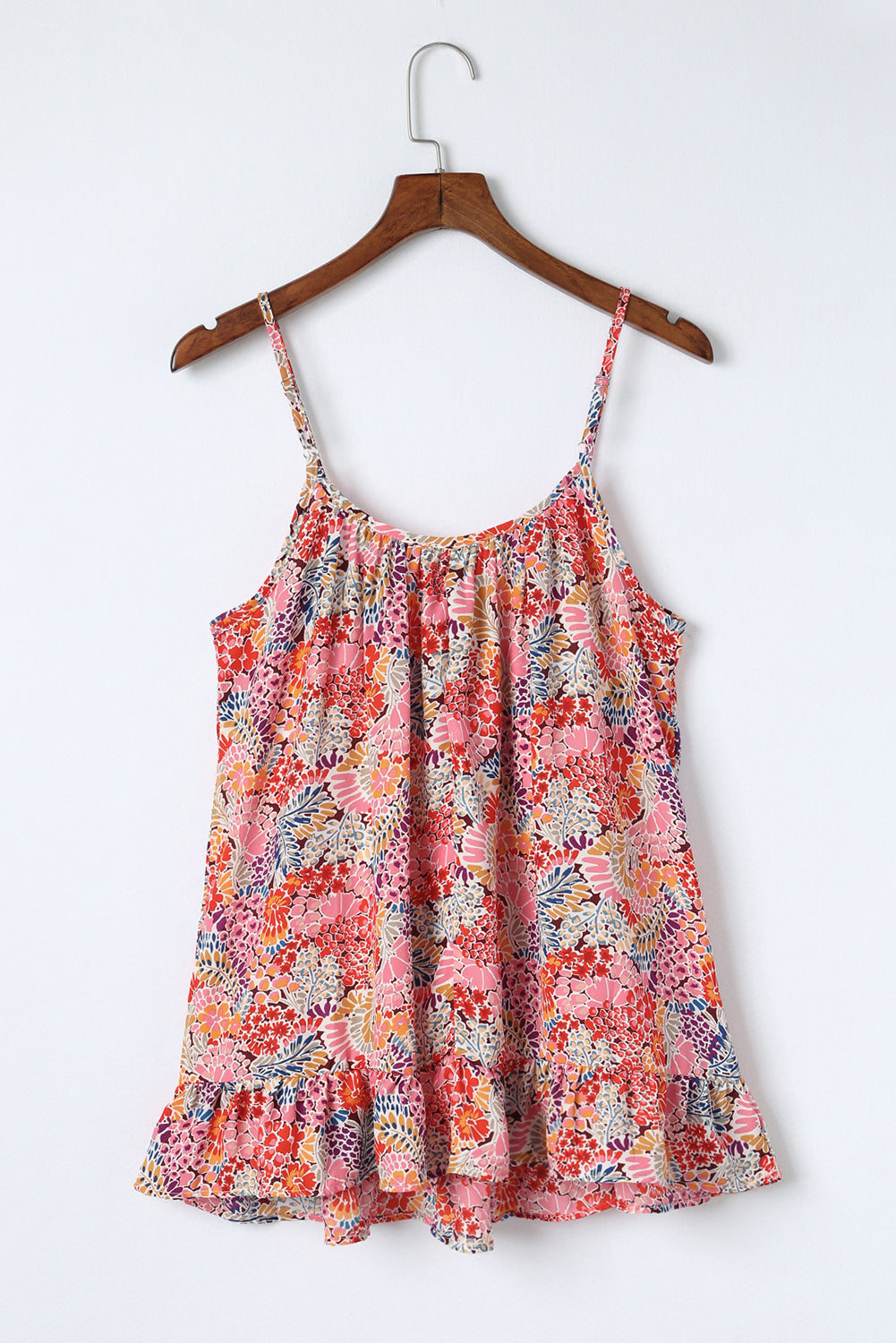 Multicolor Spaghetti Straps Floral Print Sleeveless Top