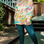 Yellow Plus Size Abstract Print Loose Tunic Shirt