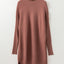 Mineral Red Turtleneck Ribbed Knit Tunic Sweater