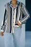 Black Brown Striped Modern Women Shirt