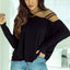 Black Asymmetric Strappy Cold Shoulder Long Sleeve Top