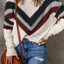 Black Chevron Striped Drop Shoulder Sweater