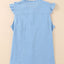 Sky Blue Ruffle Trim Soft Lightweight Sleeveless Shirt