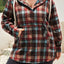 Fiery Red Plus Size Plaid Kangaroo Pocket Drawstring Hoodie