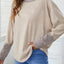 Khaki Contrast Cuffs Batwing Sleeve Loose Top