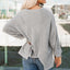 Light French Beige Colorblock Stitching Irregular Hem Long Sleeve Top