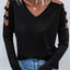 Black Cold Shoulder Cut out Long Sleeve Top