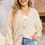 Gray Plus Size Knitted Hollow out Button up Cardigan