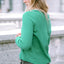 Green Trimmed Neckline Waffle Knit Henley Top