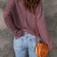 purple Waffle Knit Loose Long Sleeve Top