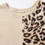 Pale Khaki Leopard Colorblock Waffle Knit Top