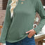 Pink Ribbed Round Neck Knit Long Sleeve Top