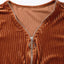 Chestnut Half Zip V Neck Ribbed Velvet Top