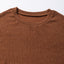 Chestnut Ribbed Knit Drop Shoulder Ruffled Sleeve Textured Top