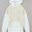 Beige Drop Shoulder Quilted Patchwork Kangaroo Pocket Hoodie