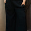 Black Shirred High Waist Plus Size Wide Leg Pants