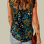 Black V Neck Lace Trim Floral Tank