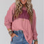 Peach Blossom Colorblock Striped Bishop Sleeve Top