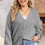 Gray Plus Size Knitted Hollow out Button up Cardigan