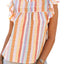 Multicolor Striped Color Block Ruffled O-neck Sleeveless Top