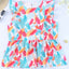 Sky Blue Brush Print Ruffle Trim Peplum Tank Top