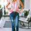 Multicolor Striped V Neck Ruffle Straps Tank Top