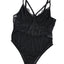 Black Spaghetti Straps Lace Panel Bodysuit