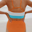 Orange Color Block Spaghetti Strap High Waist Bikini Swimsuit