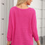 Rose Red Textured Center Seam Long Sleeve Split Top