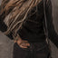 Black Buttoned V Neck Long Sleeve Ribbed Top