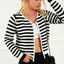 Black Contrast Striped Print Cardigan