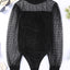 Black Sheer Dotty Long Sleeve Ribbed Velvet Bodysuit